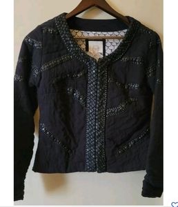 NWT Malvin Women Hamburg Quilted black sequined blazer jacket- SIZE 6-8